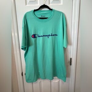 Champion Green Short Sleeve Tee Vibrant Logo